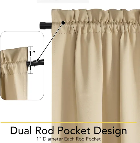 Vista 5 de NICETOWN Cortinas 100% opacas para puerta francesa, cortinas de privacidad para ventana, persianas de oscurecimiento de habitación de 25 x 64