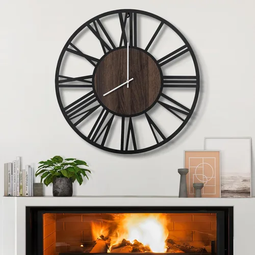 Vista 20 de LEIKE Relojes de pared LED grandes, silenciosos, sin tictac, operados con batería, rústicos, redondos, modernos, grandes, de madera, para sala