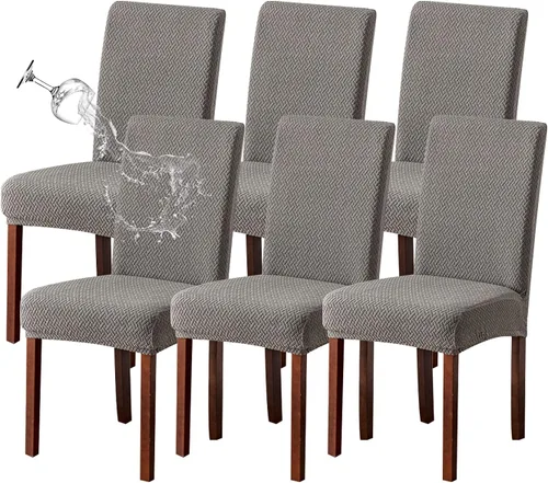 Vista 70 de Genina Fundas para sillas de comedor, fundas elásticas para sillas de comedor, fundas elásticas para sillas Parsons de la cocina (beige, 2 unidades)