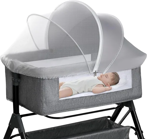 Vista 8 de Pack N Play - Cubierta para tienda de campaña y toldo para moisés, mosquitera transpirable medio opaca con cremallera de 2 vías para cuna, cuna