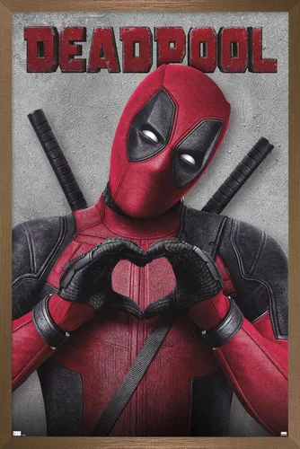 Vista 15 de Marvel Deadpool Legacy - Póster de pared de corazón, 22.4 pulgadas de largo x 14.7 pulgadas de ancho, versión enmarcada de madera de granero