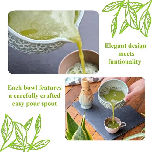 Vista 3 de Marce Juego de Batidor de Té Matcha - Juego de Té Matcha Incluye Batidor de Té Matcha y Tazón, Tamiz, Soporte y Cuchara - El Perfecto Batidor