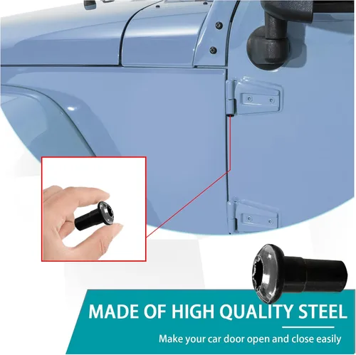Vista 4 de Ziciner 4 tornillos de repuesto para tuercas de bisagra de puerta, tuercas de bisagra de puerta de automóvil compatibles con Wrangler JK JL