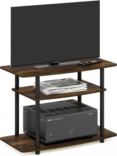 Vista 16 de Furinno Tools - Mesa de 3 niveles para TV., Marrón oscuro normal Nogal oscuro