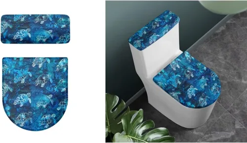 Vista 38 de Flashideas Juego de cubierta para tanque y tapa de inodoro con estampados de patas de perro coloridas - Elástico, se adapta a la mayoría de tanques