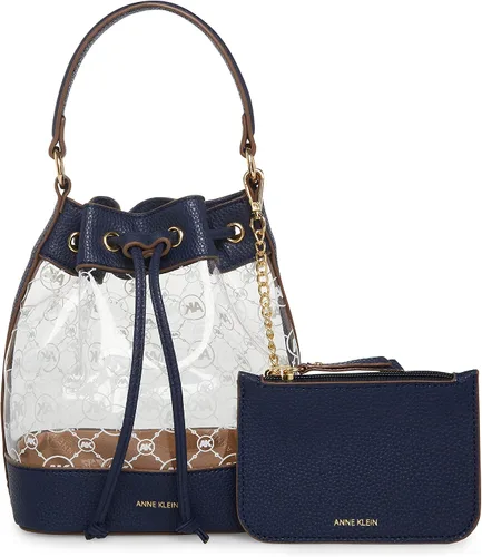 Anne Klein Anne Klein Ring Logo Bucket Crossbody para mujer, logotipo transparente Ak estampado Distant Mountain, talla única de EE. UU, Impresión