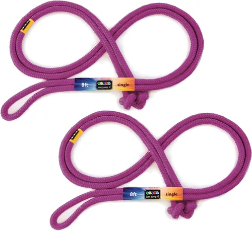 Vista 12 de Just Jump It Paquete de 2 cuerdas de saltar de 8 pies – Equipo de ejercicio activo para jóvenes al aire libre – Accesorios de gimnasio de nailon