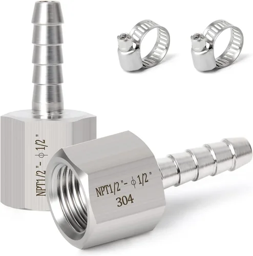 Vista 87 de TAISHER 1 PIEZA Accesorio de Manguera Codo de Acero Inoxidable 304 de 90 Grados - Púa de 1" x Púa de 1" para Combustible/Aire/Líquido/Gas con 2