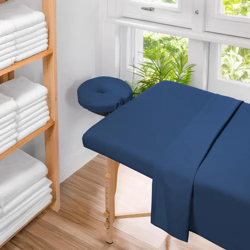 Vista 6 de Saloniture Juego de sábanas de microfibra para mesa de masaje de 3 piezas, funda de cama facial de alta calidad, incluye sábanas planas y ajustables