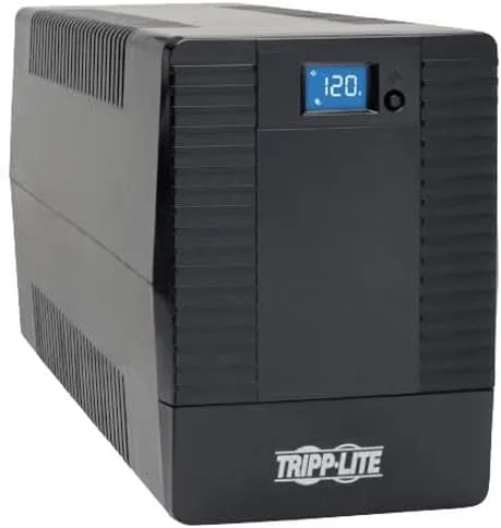 Vista 7 de Tripp Lite UPS de respaldo de batería de 650VA, 350W, para montaje en rack/torre, pantalla LCD, AVR, USB, DB9 (OMNI650LCD)