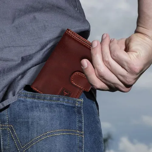 Vista 6 de WILD HOOK Cartera con tarjetero para hombre, cartera con tarjetero para hombre, tarjetero RFID, cartera unisex, billetera inteligente, cartera
