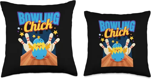 Vista 3 de Bowling Skittles Pin Bowling Pins Bowler Apparel Pin Skittles Bowling Club - Almohada para pollitos, 16 x 16 pulgadas, multicolor