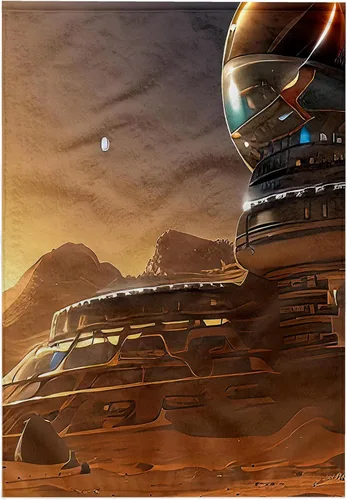 3dRose Fantasy Settlement on Mars in the Evening. Cool Digital Art for You 15x22 Hand Towel