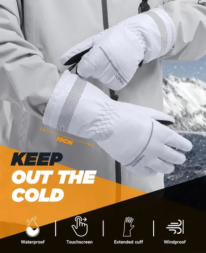 Vista 4 de TANSTC Winter Gloves Men Women Waterproof Touchscreen Ski Gloves, 3M Thinsulate Thermal Snow Gloves with Windproof Cuff, Cold Weather Gloves for