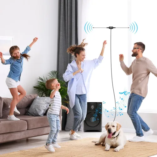 Vista 7 de Antena dipolo universal de radio FM, 75 ohmios, 16 pies, enchufe macho con tornillo F para el hogar, audio AV, receptor estéreo