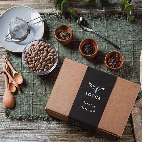 Vista 6 de Locca Kit de té Boba más de 24 tés de burbujas Té Oolong de melocotón premium, té jazmín, té negro Té de hojas sueltas Bebida Boba vegana