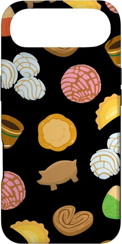 Vista 26 de iPhone 14 Plus Conchas Pan Dulce Patrón Negro Teléfono Caja Latina Caja De Regalo