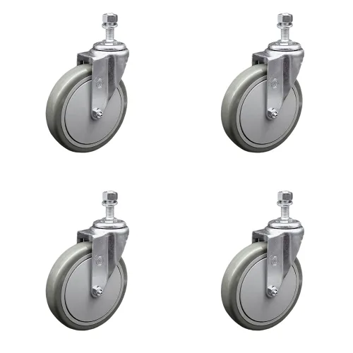 Vista 14 de Rueda giratoria de poliuretano con vástago roscado con rueda gris de 3 x 1.25 pulgadas y vástago de 1/2 pulgada - Capacidad de 300 libras/ruedas