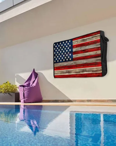Vista 5 de Cubierta de TV para exteriores con bandera americana de 40 a 43 pulgadas resistente a la intemperie e impermeable, carcasa de TV para exteriores