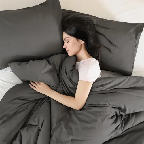 Vista 2 de ROSGONIA Edredón tamaño completo para niñas, niños, adolescentes, gris carbón, 3 piezas (1 edredón gris oscuro y 2 fundas de almohada), ropa de cama