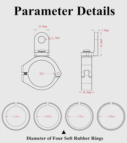 Vista 8 de BRCOVAN Soporte de bandera de látigo UTV, soporte de luz de látigo de aleación de aluminio macizo, soporte de montaje de barra de luz LED