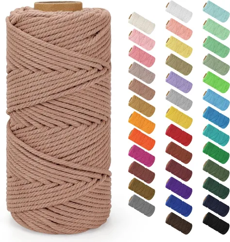 Vista 136 de Cuerda de macramé de 0.079 in x 220 yardas (656 pies), cuerda de algodón natural para colgar en la pared, ganchos de plantas, manualidades, Verde