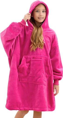 Vista 14 de REDESS Sudadera con Capucha Manta, Manta Vestible Oversized Sherpa con Mangas Bolsillo Gigante, Sudadera con Capucha Acogedora para Niños