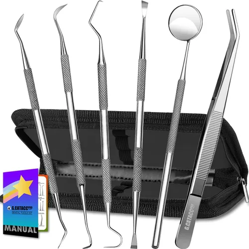 Vista 11 de G.CATACC Herramientas dentales, herramientas dentales de limpieza de dientes, kit de higiene, removedor de placa para dientes, raspador de dientes