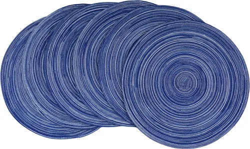 WAZAIGUR Red-A, Manteles individuales redondos para mesa de comedor, juego de 6 manteles individuales tejidos resistentes al calor, antideslizantes,
