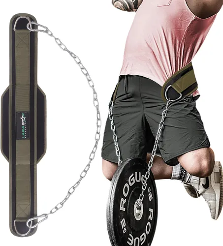 Vista 6 de LARA STAR Dip Belt for Weightlifting, Weight Belt for Pull-Ups, Powerlifting, Squats, and Bodybuilding – Heavy-Duty Steel Chain, Neoprene Support
