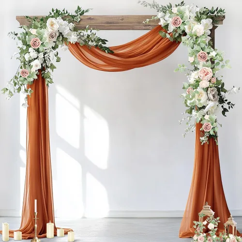 Vista 8 de Socomi 2 paneles de tela para arco de boda, 29 pulgadas x 19 pies, cortinas de gasa transparente azul bebé, 6 yardas para decoración de boda