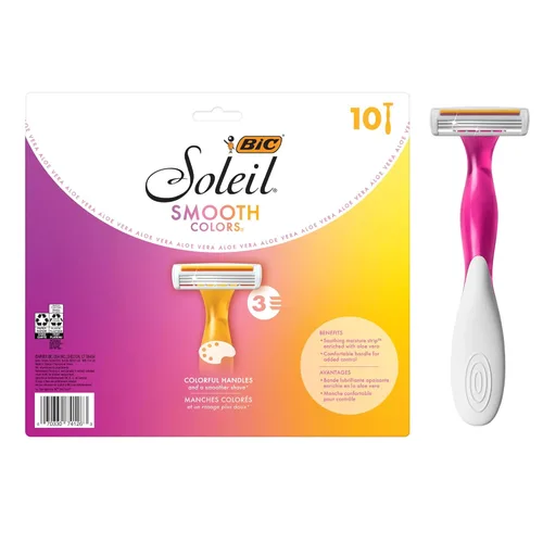 Vista 8 de BIC Soleil 3 colores desechables de 3 cuchillas para mujer, asas coloridas y tira de humedad, paquete de 10