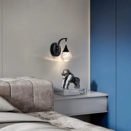 Vista 4 de Sedelan Moderno aplique de pared de burbujas de cristal, lámpara de pared LED regulable de 5 W, iluminación de pared blanca cálida de 3300 K, negro