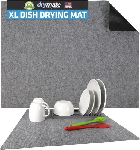 Vista 15 de Drymate - Alfombrilla de secado para platos, tamaño XL (19" x 24"), almohadilla de secado para platos de cocina, absorbente/impermeable, lavable a