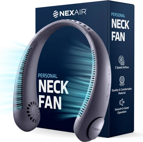 Vista 11 de NEXAIR Portable Neck Fan Hands Free Cooling Lightweight Bladeless Neck Fan, 3 Speeds, 2400mAh Battery, 5H Runtime Black