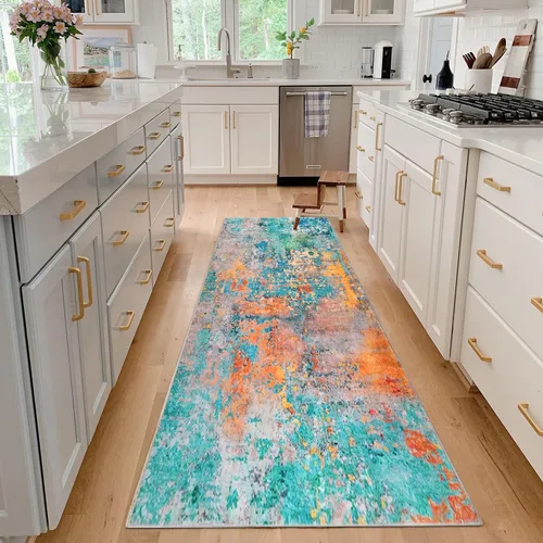 Vista 36 de famibay Alfombra de pasillo de 2 x 10, moderna para pasillos, antideslizante, alfombras de cocina lavables, alfombra de pasillo suave abstracta