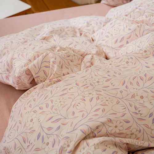Vista 5 de EAVD Funda de edredón reversible con diseño floral botánico rosa, tamaño individual, suave, 100% algodón, juego de ropa de cama floral rosa
