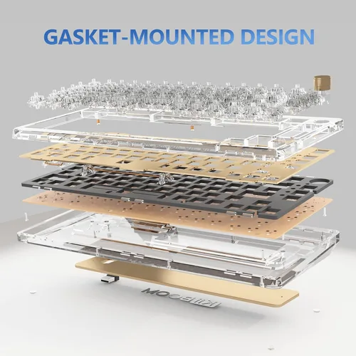 Vista 5 de KiiBoom Phantom 81 - Teclado mecánico montado en junta intercambiable en caliente al 75%, BT5.02.4GHzUSB-C, teclado inalámbrico para juegos NKRO