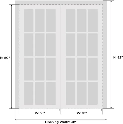 Vista 5 de SARTODOORS Puertas dobles francesas interiores sólidas de 36 x 80 pulgadas Veregio 7412 seda blanca con vidrio esmerilado Marcos de panel sólido