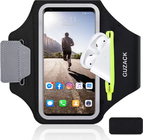 Vista 7 de GUZACK Soporte para teléfono con bolsa de cremallera, brazalete para correr para iPhone 17/16/15/14/13/12/11 Pro Max/Plus, Galaxy S25/S24/S23/S22