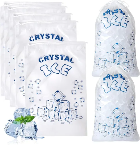 Vista 8 de Bolsas de hielo de 8 libras con cordón, 50 bolsas de hielo para máquina de hielo, bolsas de cubitos de hielo reutilizables de alta resistencia
