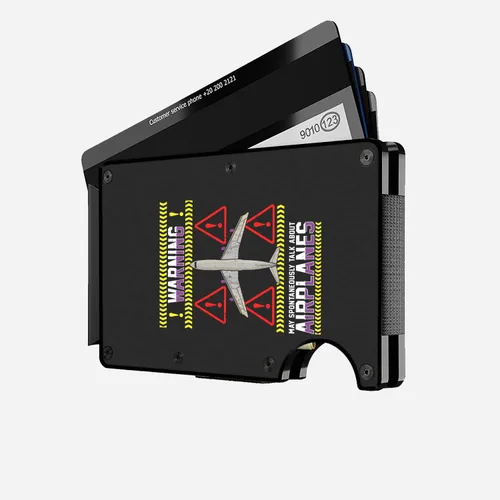 Vista 5 de MIKENCO Airplane Warning Slim Pocket Wallet, Pilot Accessories Gift, Aviation Plane Wallet Gift Pilot Airplane Gifts For Pilot, Funny Airplane