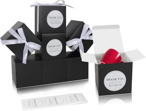 Vista 11 de COTOPHER 60 cajas de regalo pequeñas, cajas de regalo de 2 x 2 x 2 pulgadas, cajas de regalo de papel con cintas, caja de dulces para regalos
