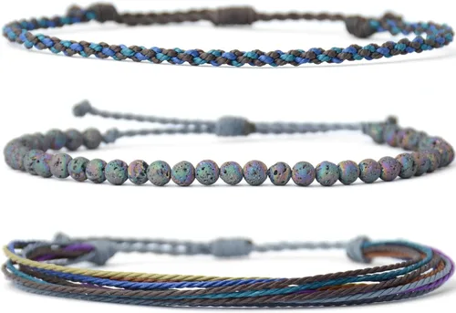 Vista 33 de Pulsera curativa hecha a mano con cuentas de piedra natural, regalo para hombres, pulsera de cuerda ajustable