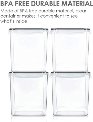 Vista 5 de Vtopmart Contenedores de almacenamiento de alimentos de 2.5 litros/84.5 onzas, 4 recipientes herméticos de plástico sin BPA para harina, azúcar