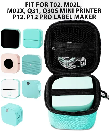 Vista 2 de Phomemo Estuche para etiquetar – Caja de almacenamiento duro para Memoking T02, M02L, M02X, Q30S, Q31 Mini impresora de bolsillo P12, P12 Pro