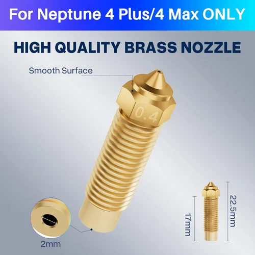 Vista 2 de ELEGOO 10 piezas de boquillas de varios tamaños para impresora 3D Neptune 4 Plus/4 Max, boquillas de hotend de latón 0.4/0.6/0.8/1.0mm con kits