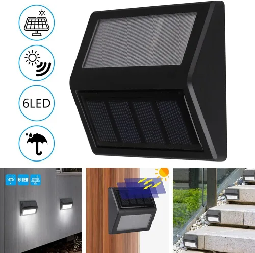Vista 5 de Luces solares para exteriores, impermeables, con energía solar, para patio, jardín, garaje, entrada, camino, iluminación de pared exterior