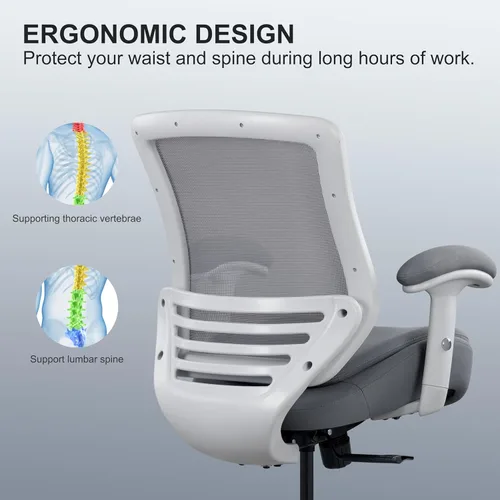 Vista 5 de Silla de oficina con cojín doble de 400 libras, reposabrazos suaves, silla de escritorio ergonómica ejecutiva para computadora con soporte lumbar