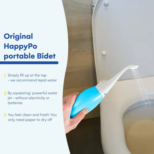Vista 2 de La ducha de trasero HAPPYPO original - Bidé portátil para viajes - Conocido del programa alemán Shark Tank - El Easy-Bidet 2.0 reemplaza
